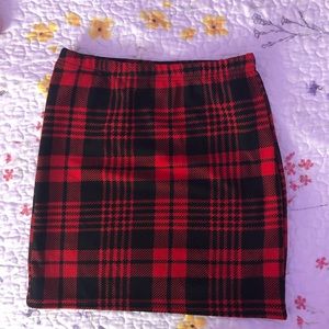 Red and black plaid skirt